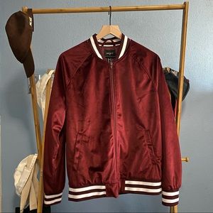 Forever 21 Burgundy Velour Bomber